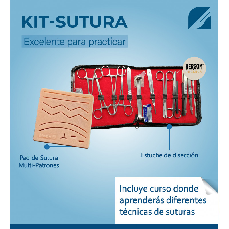 Kit de sutura para estudiantes de medicina, kit completo de práctica de  sutura con almohadilla para la piel, kit de almohadilla de sutura médica  con